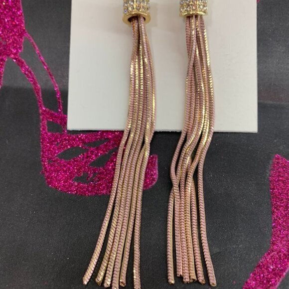 Urban Soul Crystal Barrel Long Fringe Earrings - Picture 3 of 3